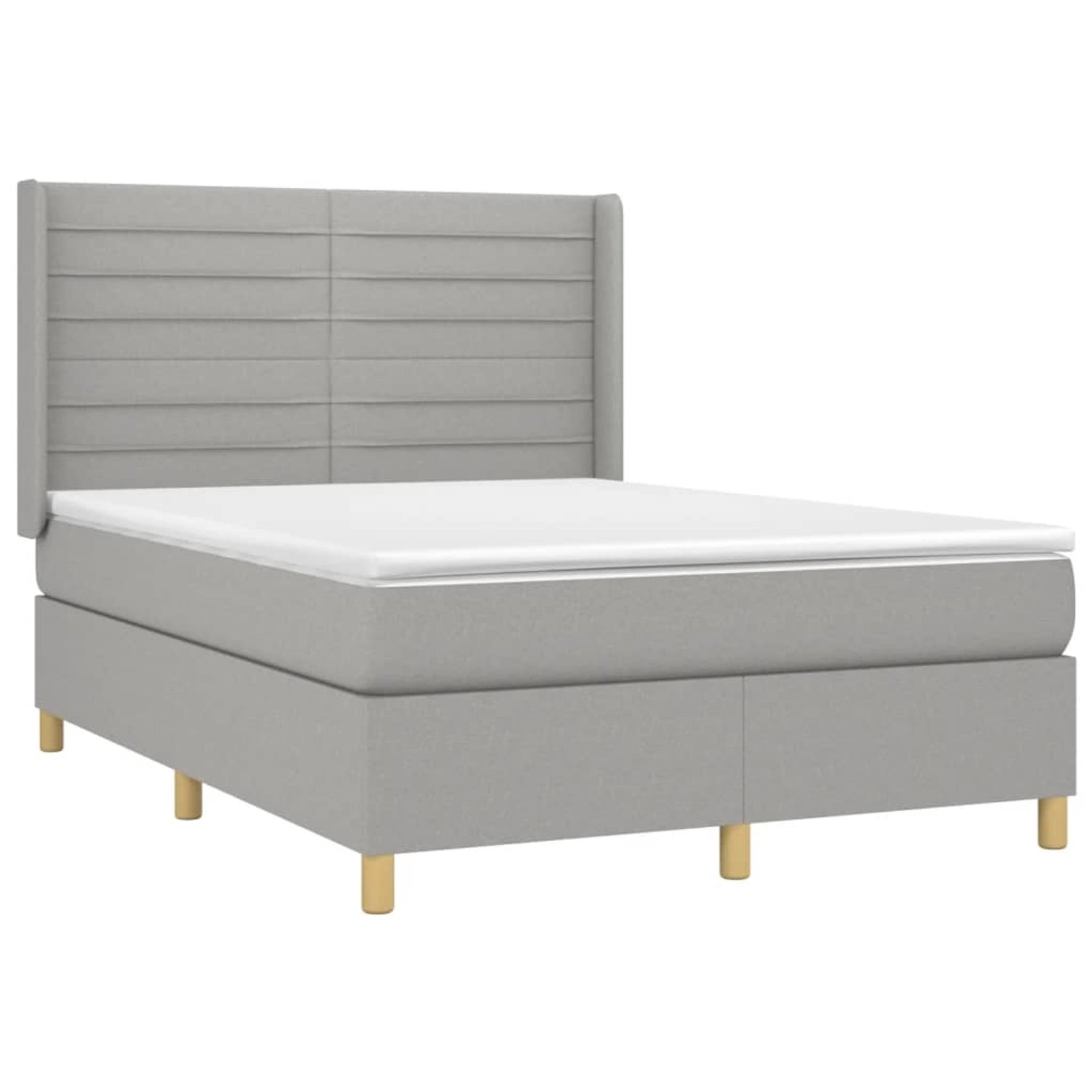 vidaXL Boxspringbett mit Matratze & LED Hellgrau 140x190 cm Stoff 3138949 günstig online kaufen