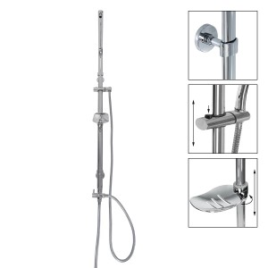 Verchromte ECD Germany Duscharmatur, 105 cm, mit Regendusche und Anti-Kalk-Düsen.