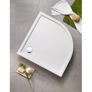Ottofond Duschwanne Denia Viertelkreis, 80x80 cm, Weiß, extraflach. Ideal für kleine Bäder.