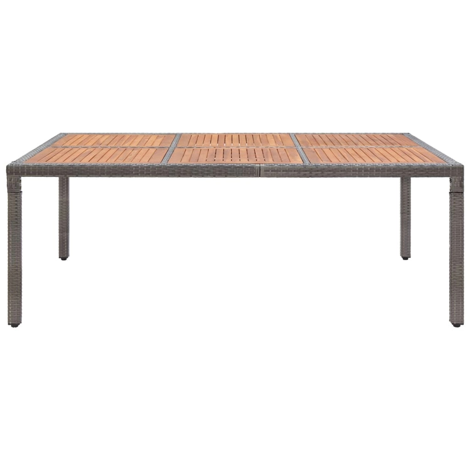 Grauer vidaXL Gartentisch aus Rattan und Akazienholz, 200x150 cm. Ideal für 10 Personen.