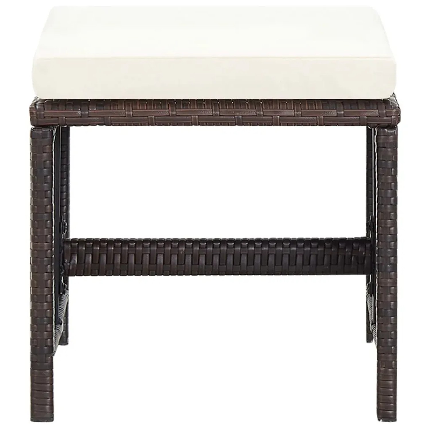 Brauner Rattan-Hocker mit cremefarbenem Polster, Teil der 13-tlg. vidaXL Garten-Essgruppe.