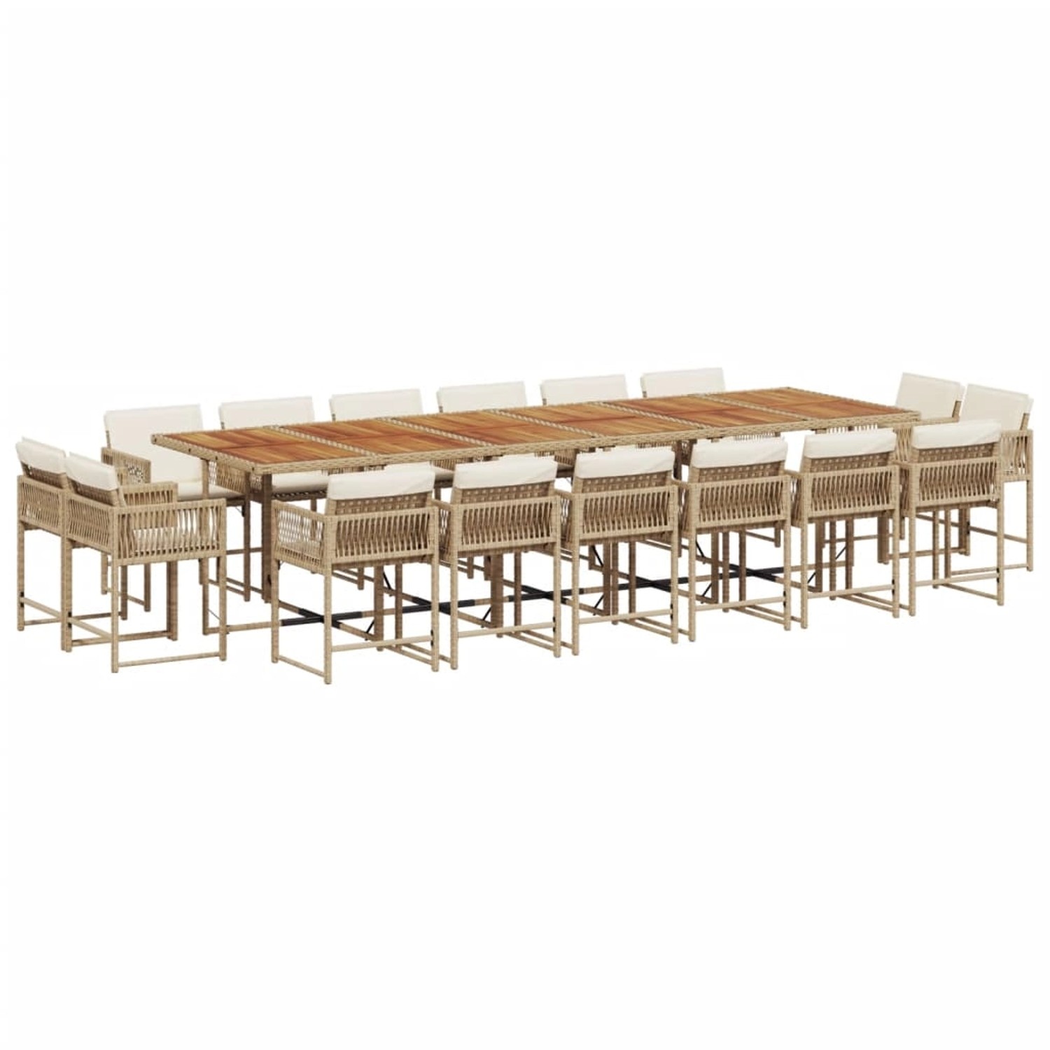 vidaXL 17-Tlg Garten-Essgruppe mit Kissen Beige Poly Rattan 3211612 günstig online kaufen
