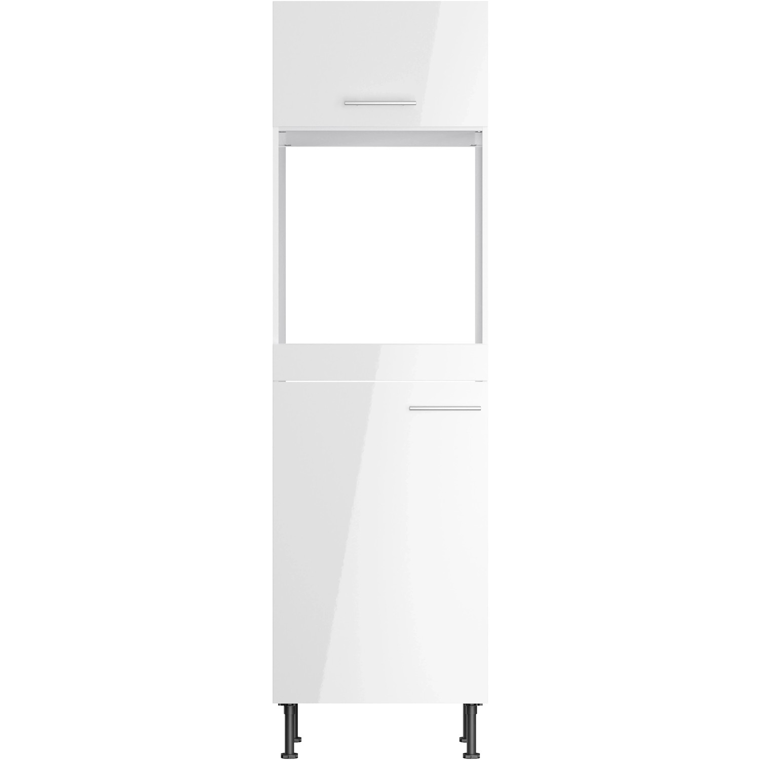Weißer Optifit Hochschrank Rurik986 für Backofen und Kühlschrank, 60 cm breit.