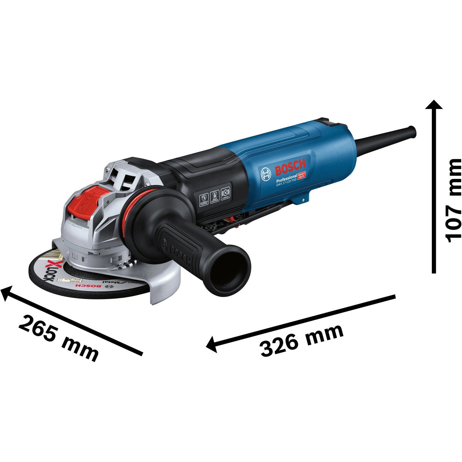 Bosch Professional GWX 17-125 PSB Winkelschleifer mit X-LOCK und PROtection-Schalter.