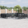 vidaXL Garten-Sofa-Set, 13-teilig, anthrazitfarbenes Stahl-Lounge-Set mit Tisch und Polstern.