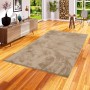 Hochflor Teppich Melia Taupe (200x290cm) im Wohnzimmer. Super Soft und geeignet für Fußbodenheizung.
