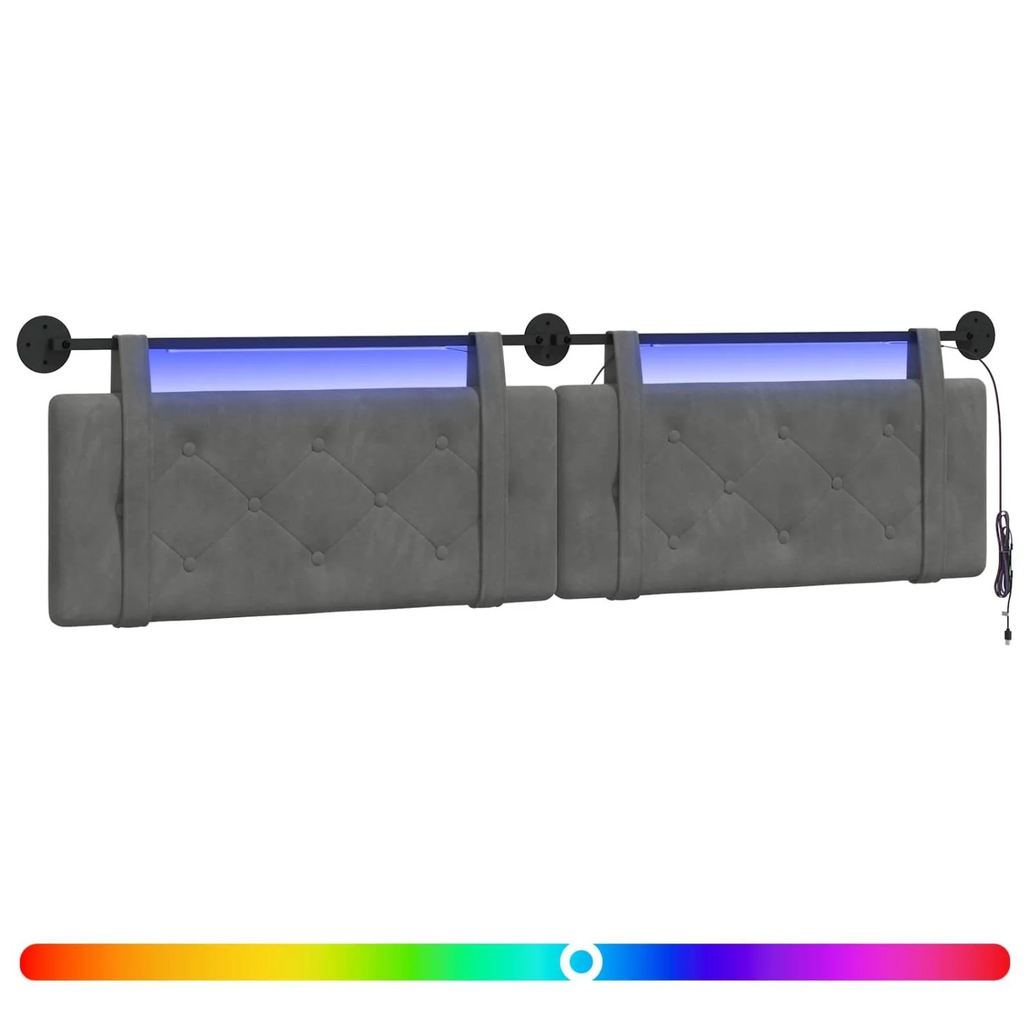 vidaXL Hängendes Kopfteil Mit LED Licht Dunkelgrau Samt 3424246