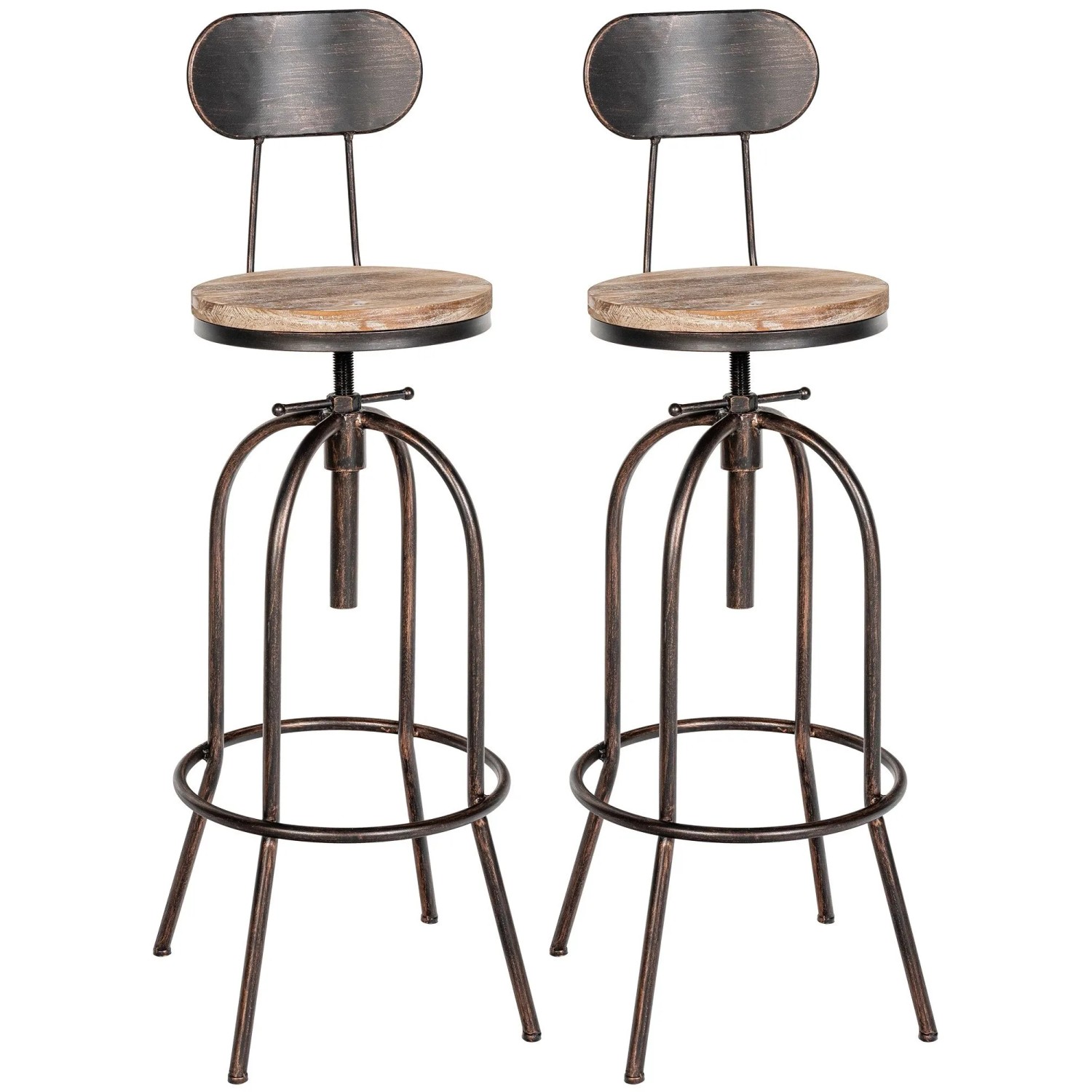 DELUKE 2er Set Barhocker HELON Metall Bronze 49,5x49,5x101,5cm Barstuhl Mit Lehne Tresenhocker Tresenstuhl