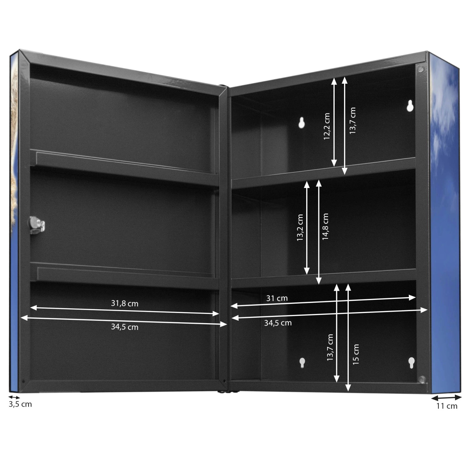 Banjado XXL Medizinschrank Abschliessbar 35x46x15cm Arzneischrank Anthrazit günstig online kaufen