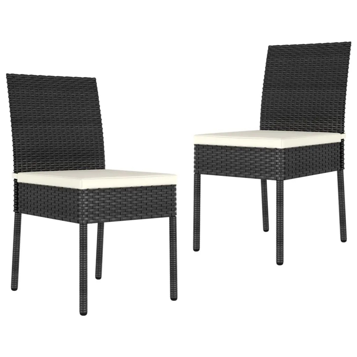 Furnicato Garten Essstuhl Set Schwarz 57 X 44 X 88 Cm Mit Cremeweißen Kissen