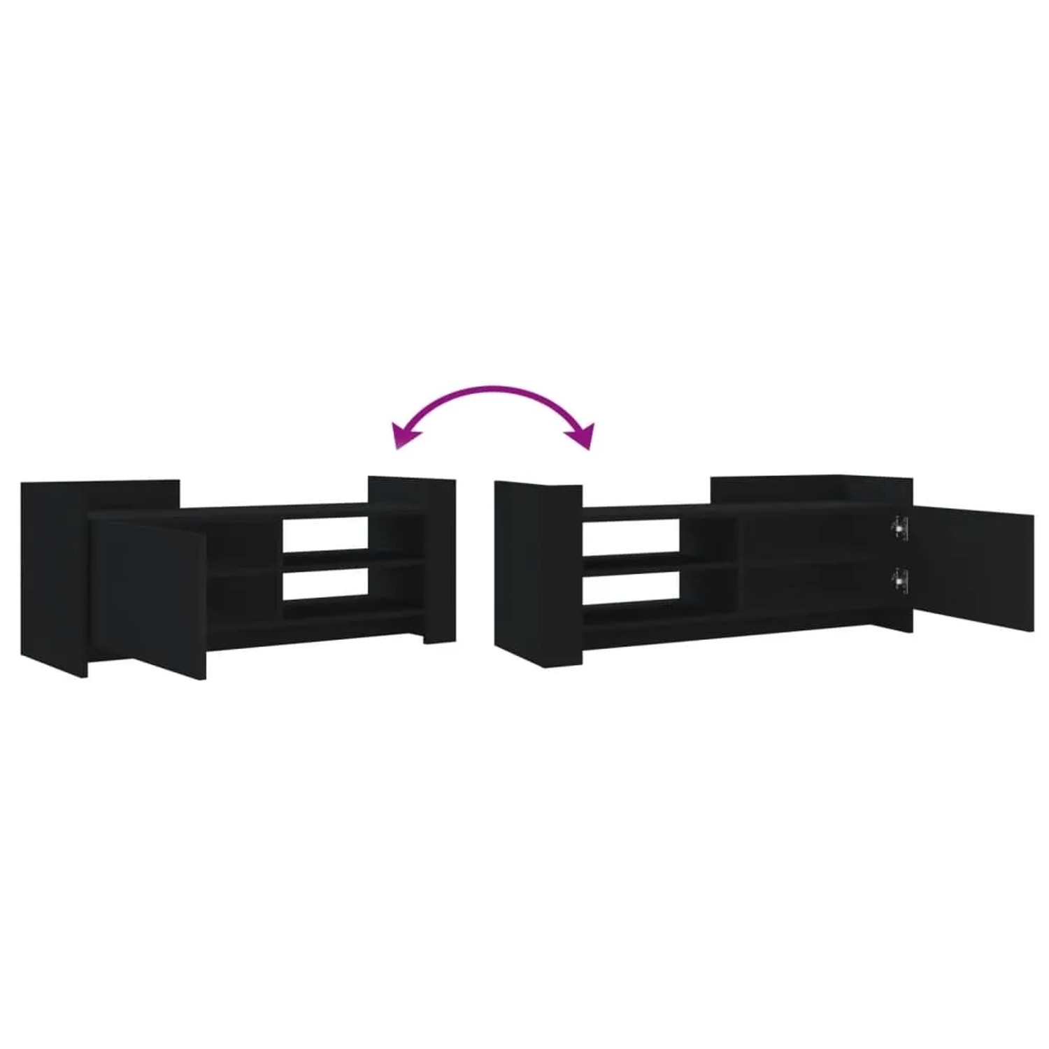 VidaXL TV-Schrank, schwarz, 100x35x40 cm, Holzwerkstoff, mit Tür und offenen Fächern. Flexibel montierbar.