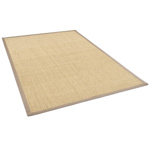 Quadratischer Sisalteppich Natura in Creme-Taupe mit Bordüre, 150x150 cm.