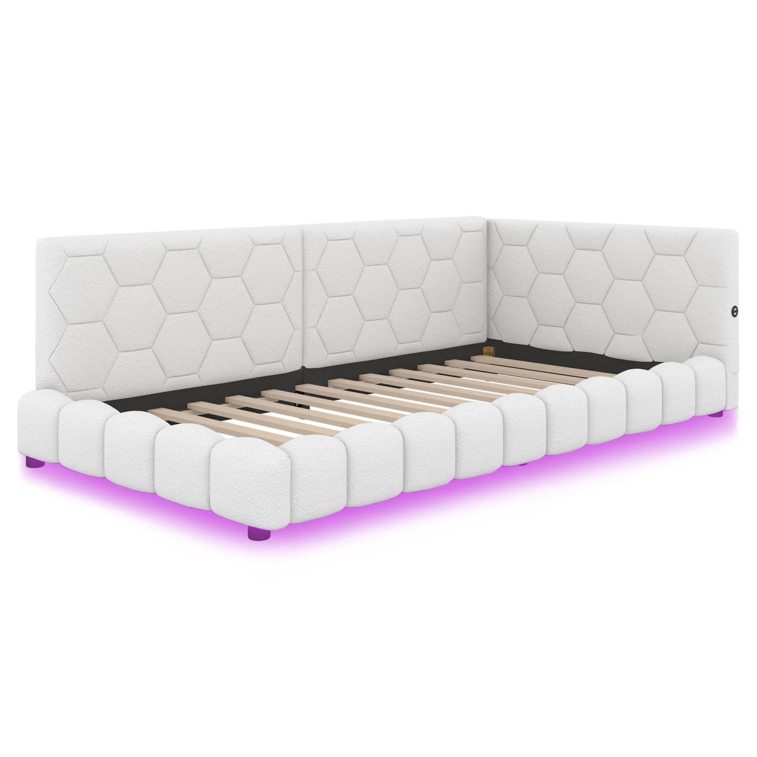 Merax Tagesbett 90x200 cm Mit USB Typ C LED Lattenrost Weiß