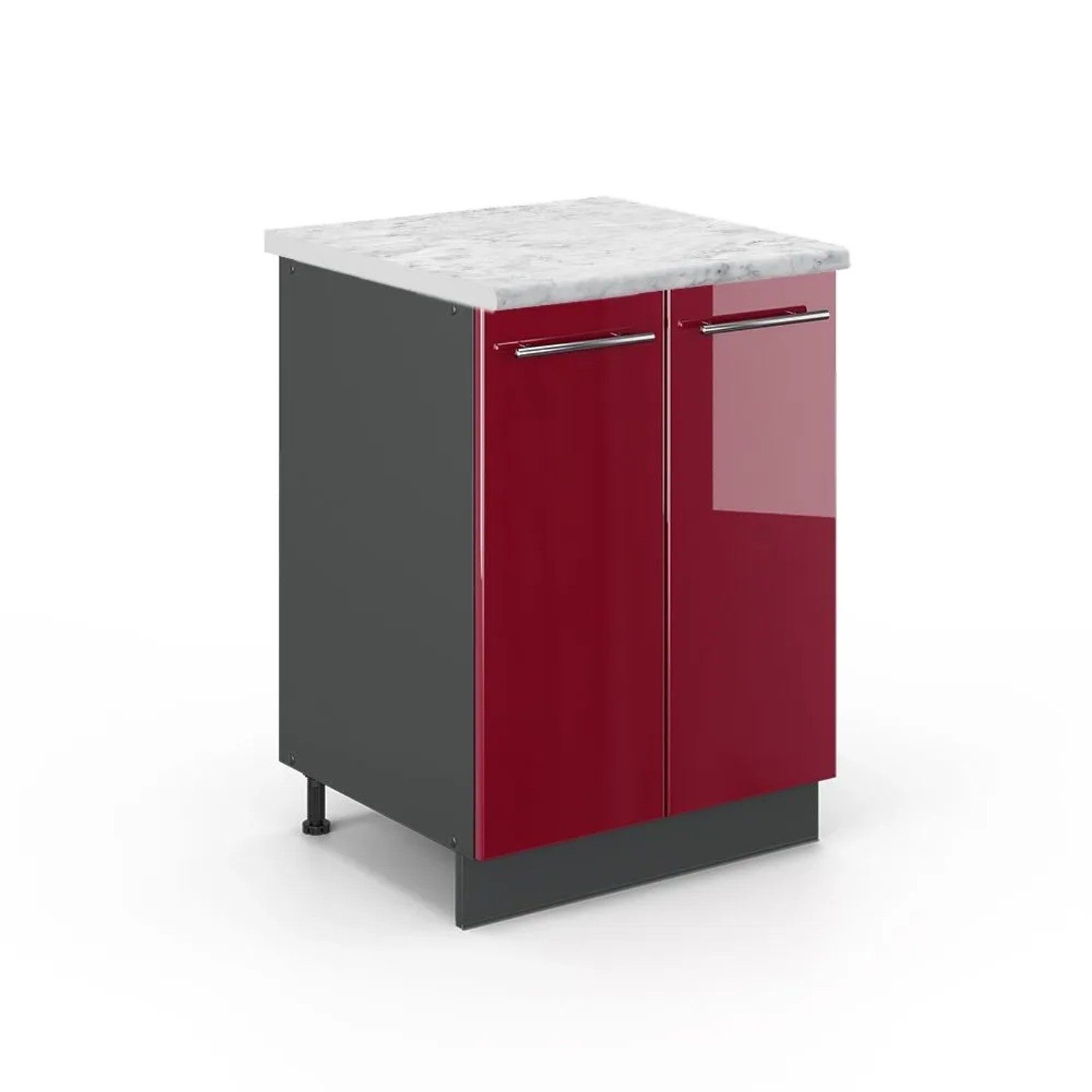 Vicco Küchenunterschrank Fame-Line Bordeaux Hochglanz Anthrazit 60 cm AP Marmor