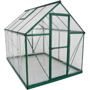 Palram Canopia Hybrid Gewächshaus 2.5x1.9 m, grüne Umrandung, klare Wände. Ideal für Garten.