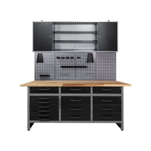 Ondis24 Werkstatt Set Konny mit Werkbank, Schrank und Lochwand für die Werkstatteinrichtung.