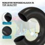 Robuster schwarzer Luftschlauch für Rasenmäherreifen, Größe 16x6.50-8, mit abgewinkeltem TR87 Ventil. Für Rasentraktoren.