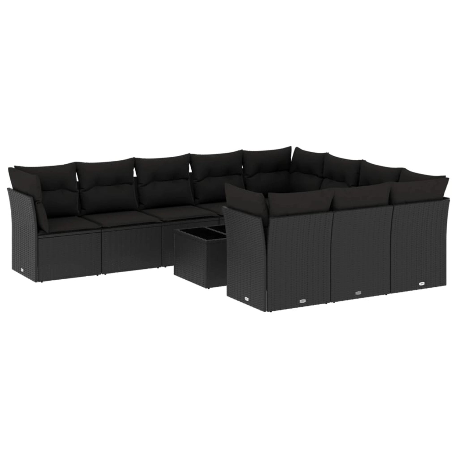 vidaXL 11-tlg Garten-Sofagarnitur mit Kissen Schwarz Poly Rattan Modell 9 günstig online kaufen