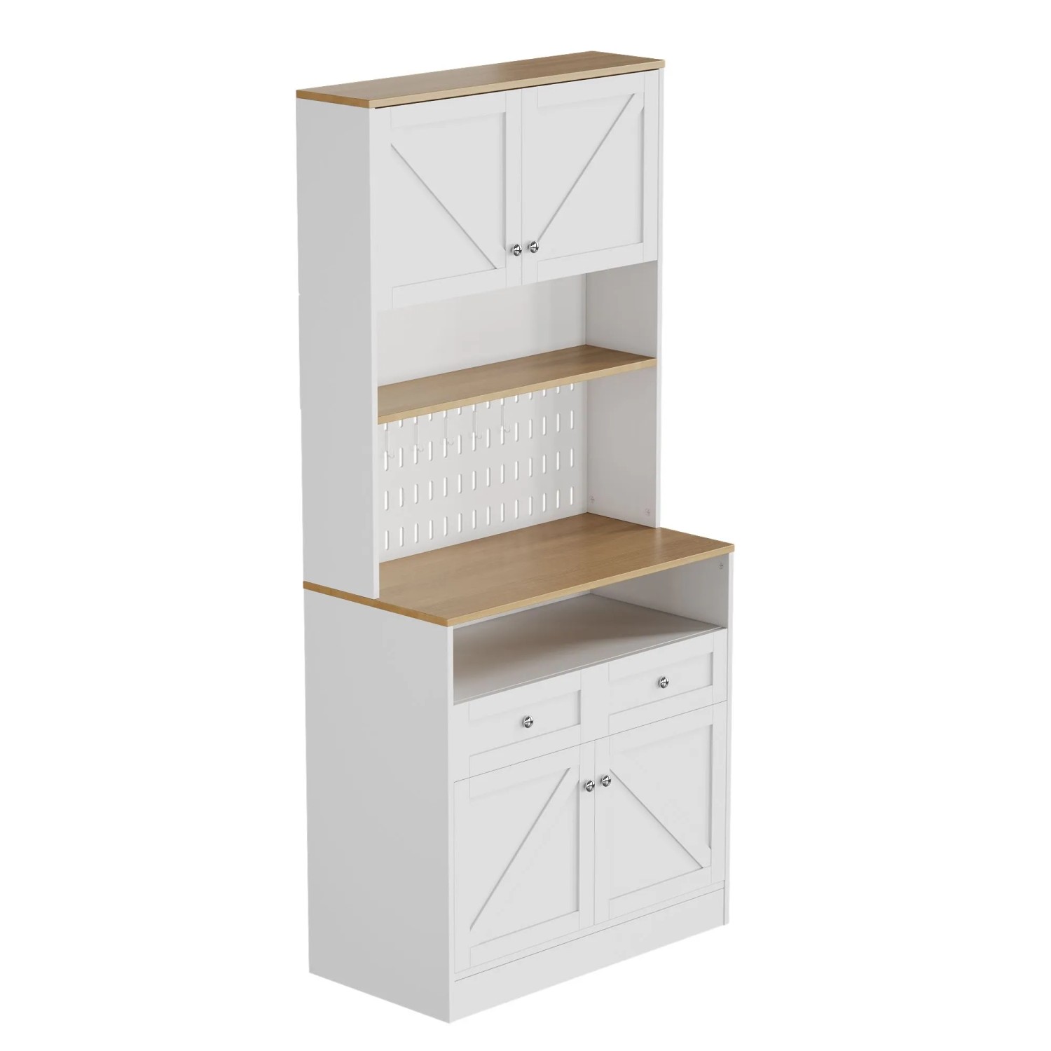 okwish Sideboard mit Zwei Schubladen Vier Türen Küche 80 x 40 x 175 cm Weiß