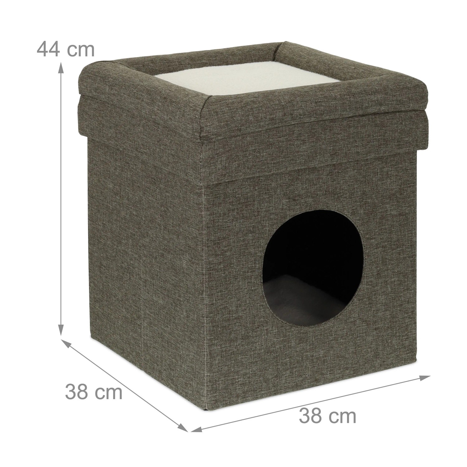 Relaxdays Katzenhöhle MDF Grau Weiß mit Dach Faltbar 44 cm x 38 cm x 38 cm 3,2 kg_4