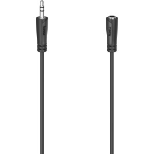 Schwarzes Hama Audio-Verlängerungskabel, 3,5 mm Klinke (Stecker/Kupplung), 5 m.