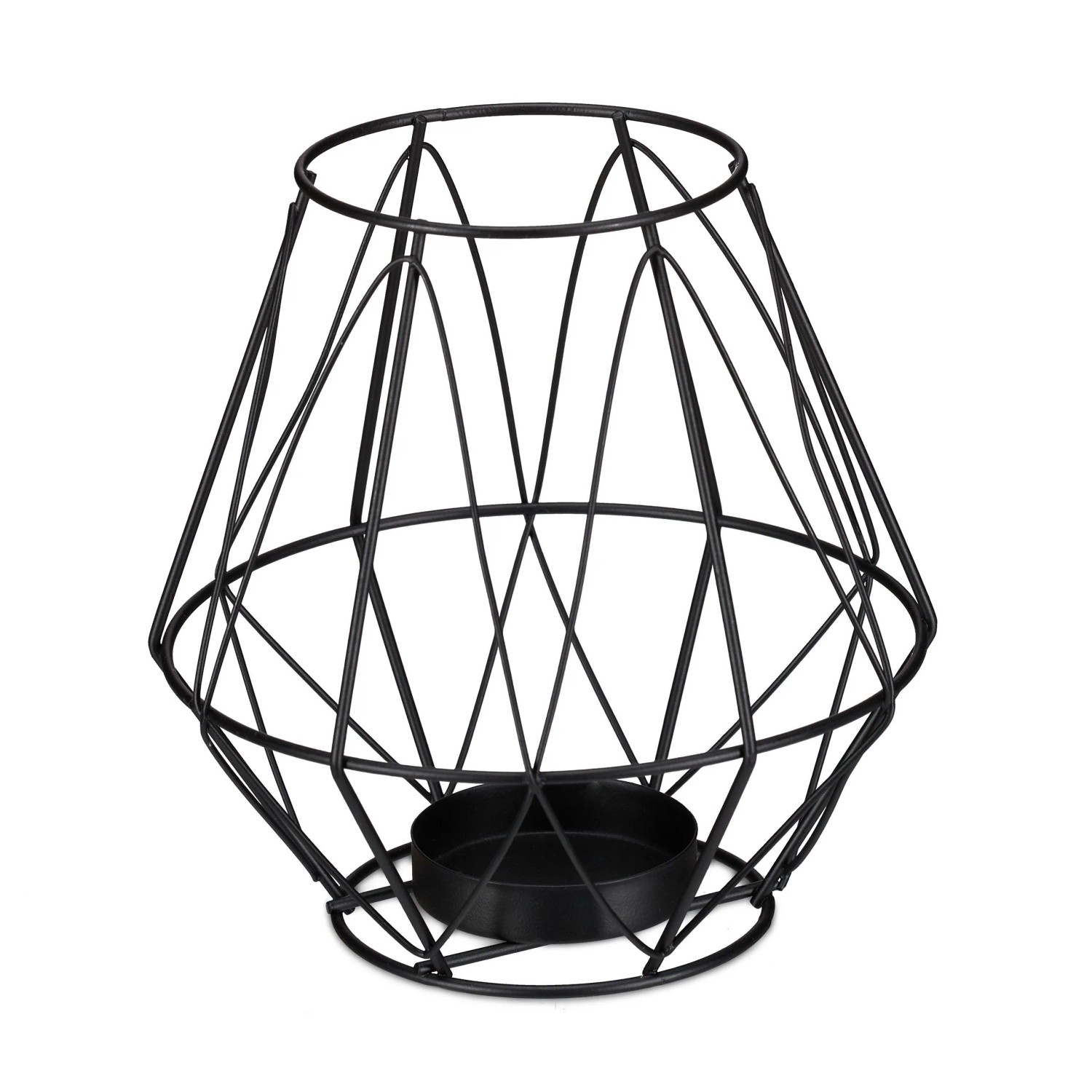 Relaxdays Teelichthalter Eisen Glas Schwarz für Teelichter 14 cm x 14 cm 180 g