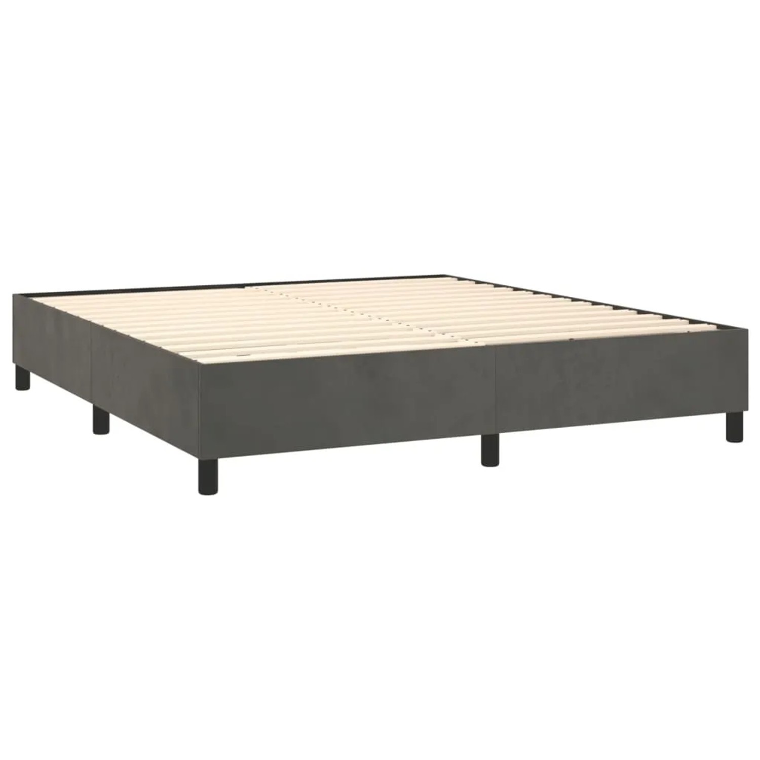 Boxspringbett vidaXL, dunkelgrau, 180x200 cm, Samt-Bettrahmen ohne Kopfteil.
