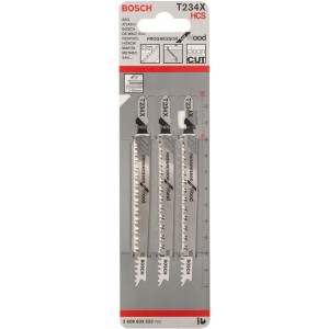 Bosch Stichsägeblätter T 234 X, 3 Stück, für saubere Holzschnitte mit T-Schaft Aufnahme.