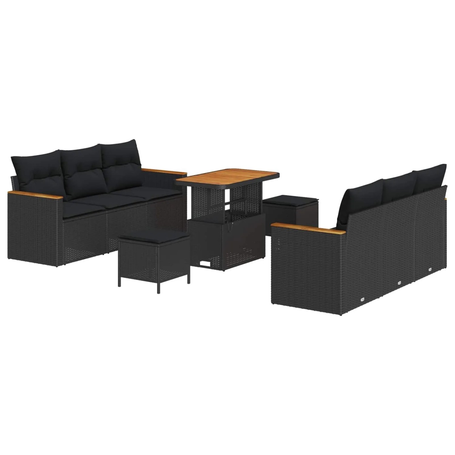 vidaXL Gartensofa-Set mit Kissen 11 Stk Schwarz Poly-Rattan 3364949 günstig online kaufen