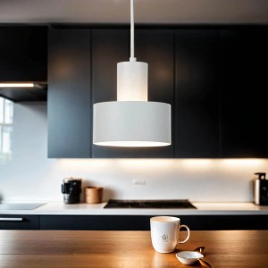 Licht-Erlebnisse Hängelampe Weiß Ø 15 cm Rund Metall E27 Retro