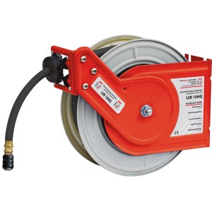 Holzmann Druckluftschlauchaufroller LSR10HQ mit Wandhalterung, orange/grau.