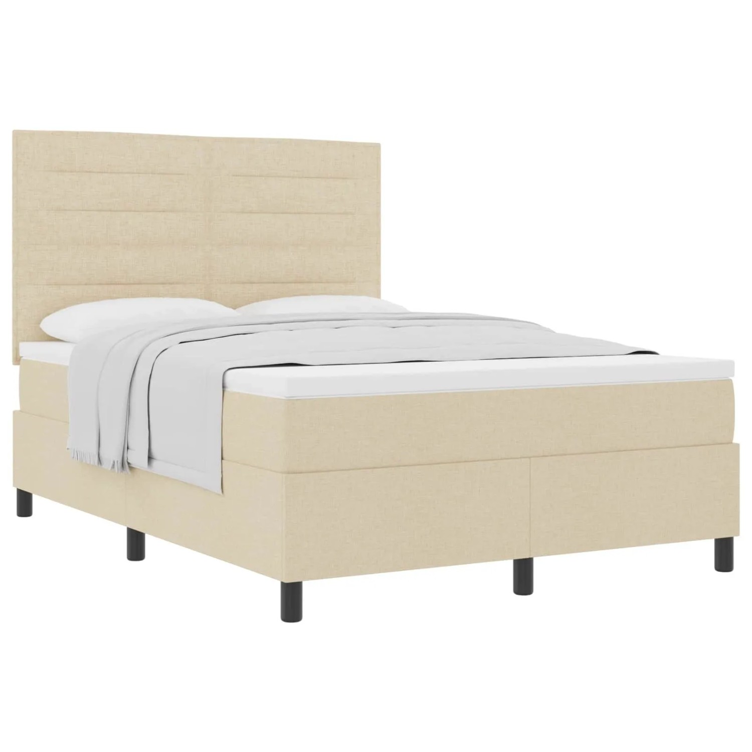 vidaXL Boxspringbett mit Matratze Creme 140 x 190 cm Stoff 3339313