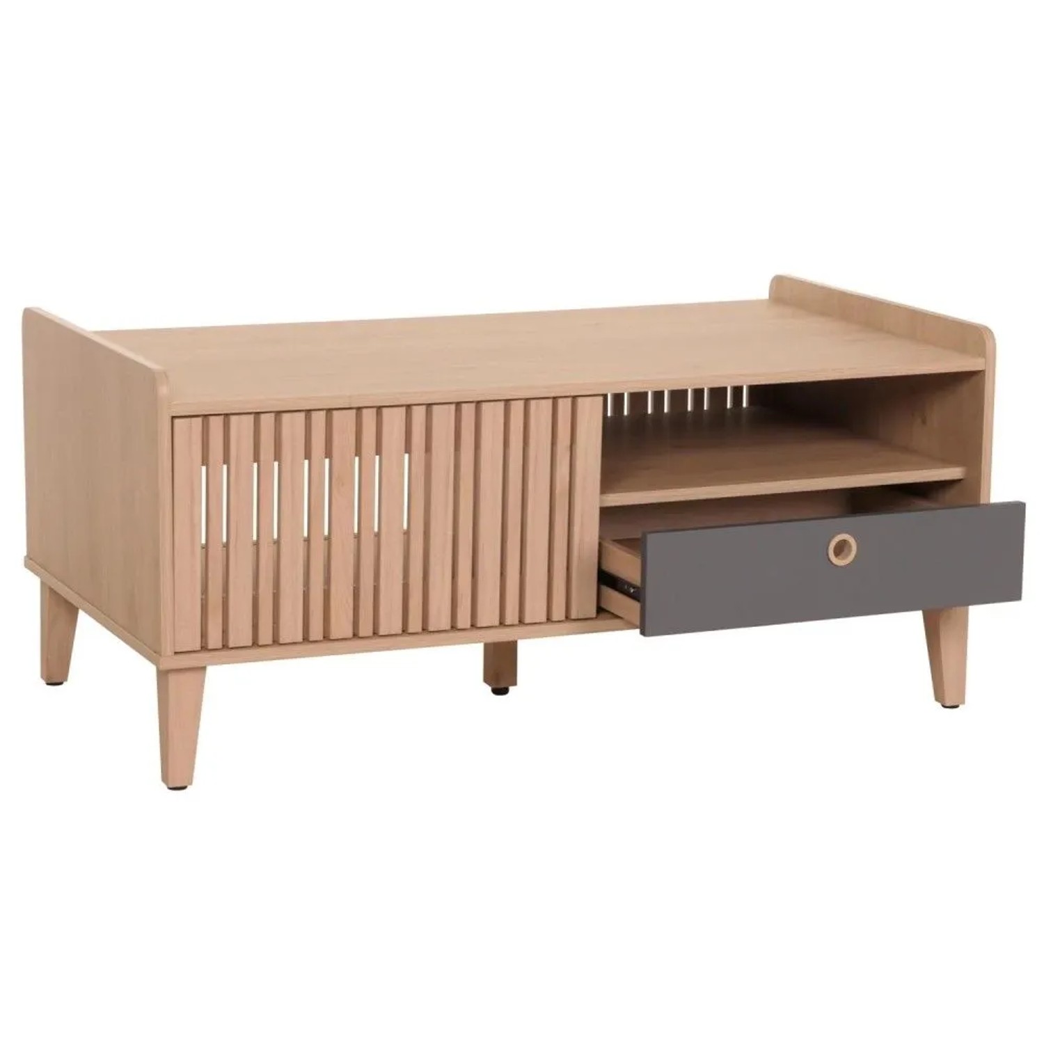 MCW Couchtisch M48 Beige Schublade Grau