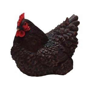 Sitzende Deko-Figur Huhn (schwarz) von Sunny Garden, 25 cm, für Haus und Garten.
