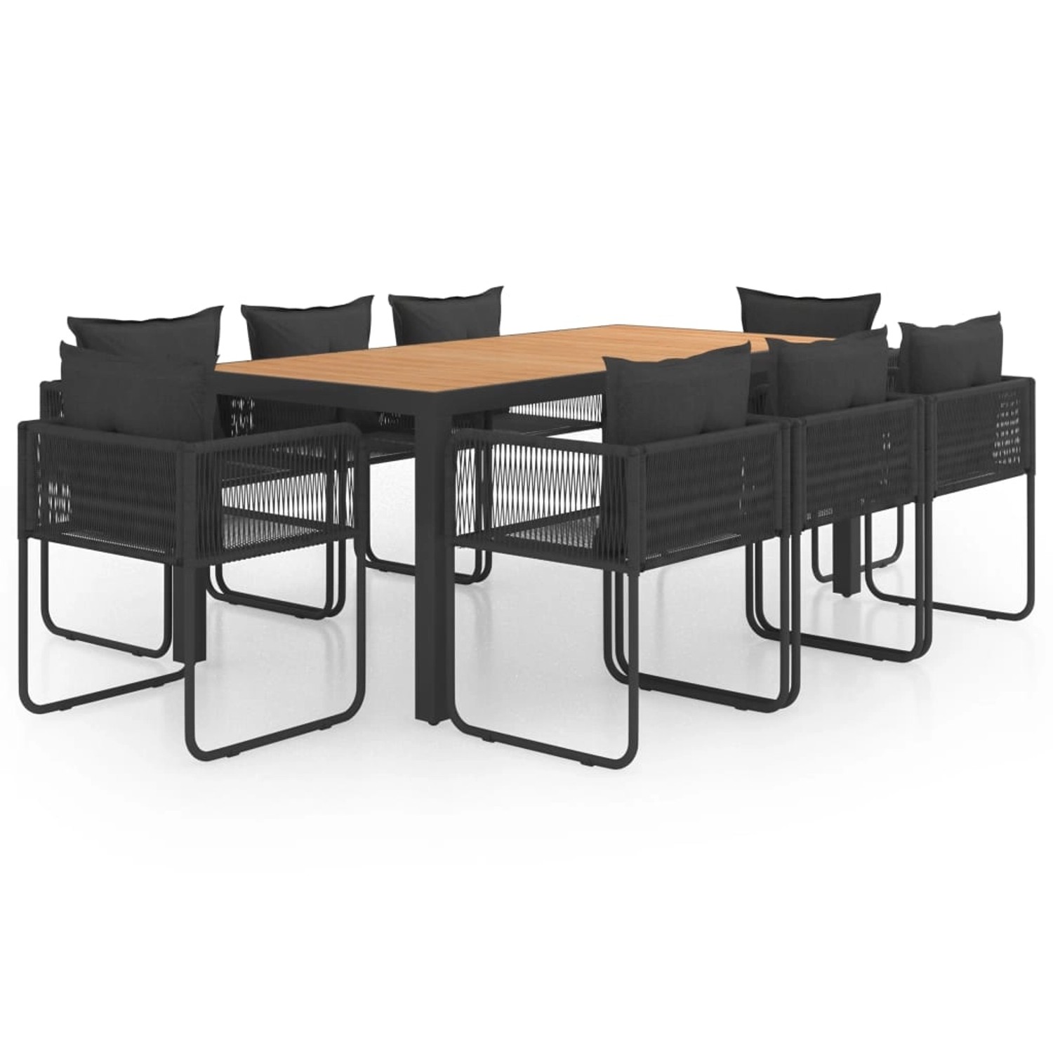 vidaXL 9-Tlg Garten-Essgruppe PVC Rattan Schwarz und Braun 3060111 günstig online kaufen
