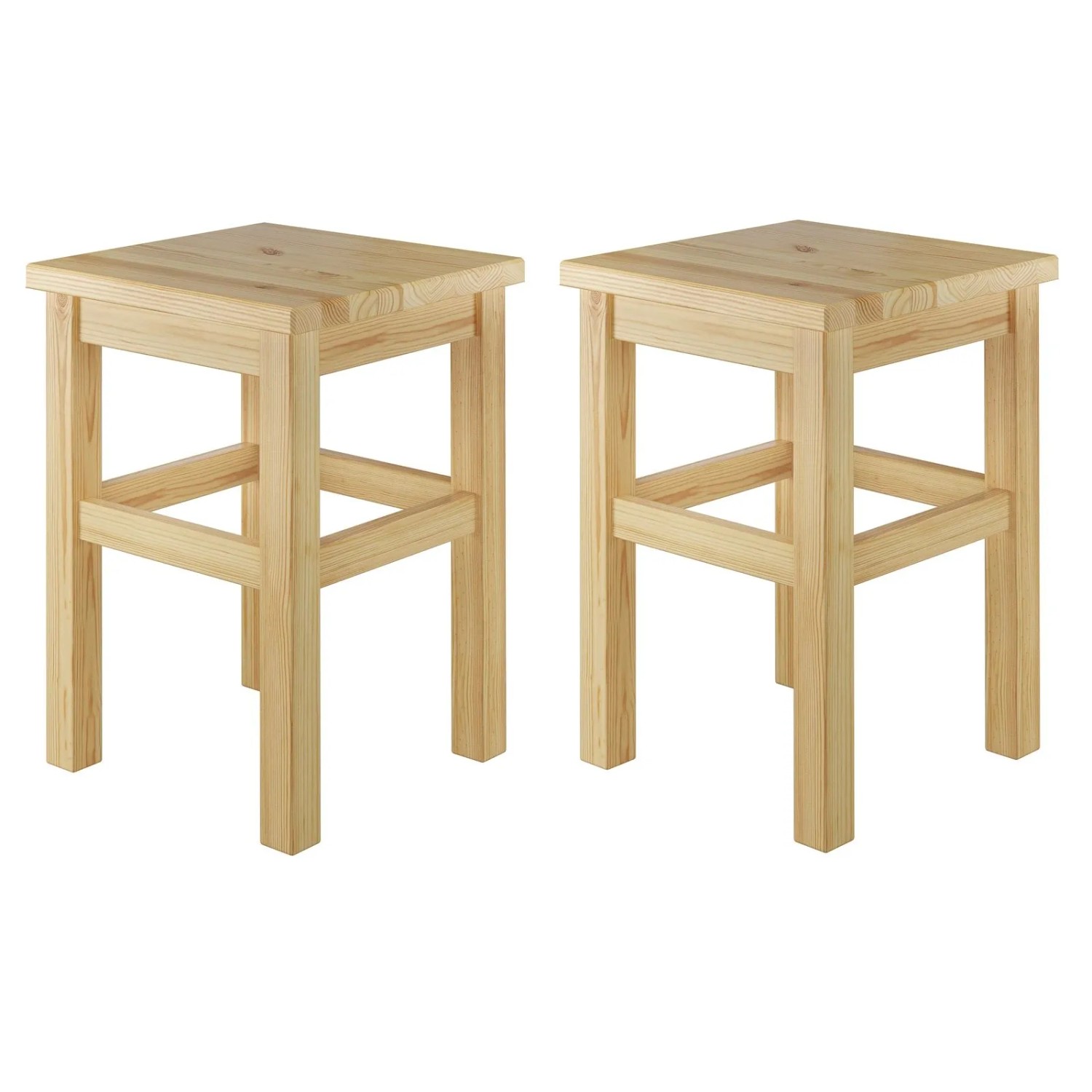 Erst-Holz Holzhocker Sitzhocker ohne Lehne in Kiefer Natur oder Weiß Doppelpack Kiefer