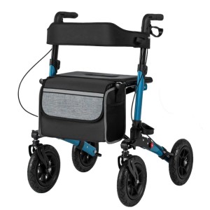 Costway Rollator mit Luftbereifung Faltbar 7-Fach Höhenverstellbar Blau