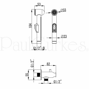 PaulGurkes Bidet-Brause Set mit Wandhalterung und Absperrventil