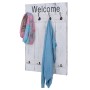 Weiße MCW Wandgarderobe im Shabby Chic Stil mit 8 Haken und "Welcome" Schriftzug.