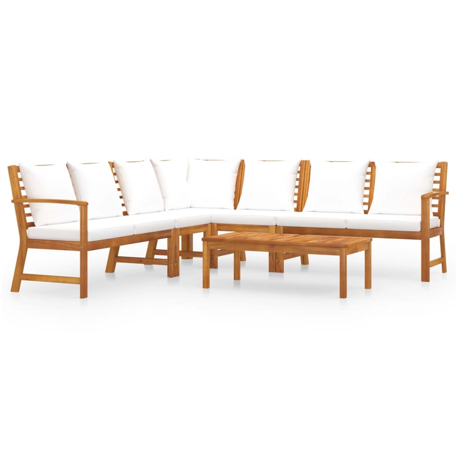 vidaXL 6-tlg Garten-Lounge-Set mit Auflagen Creme Massivholz Akazie Modell 8