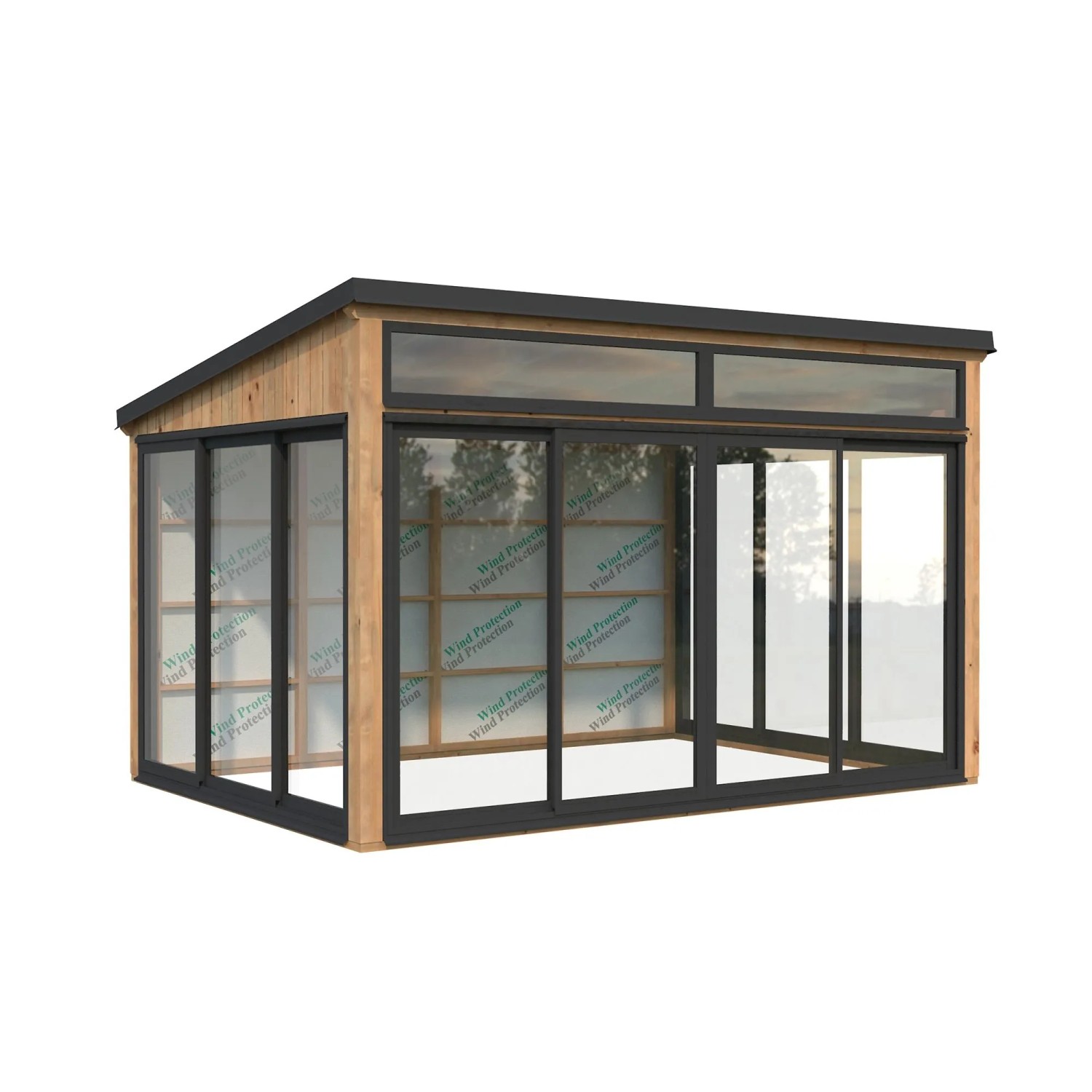 Palmako Holz-Gartenhaus Saga Slide Plus Pultdach Tauchgrundiert