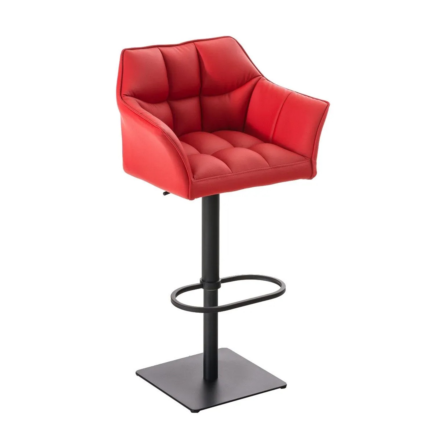 DELUKE Barhocker SIHAR Kunstleder Rot 64x45x88cm Schwarz Barstuhl Höhenverstellbar Mit Lehne Drehbar Tresenhocker Tresenstuhl