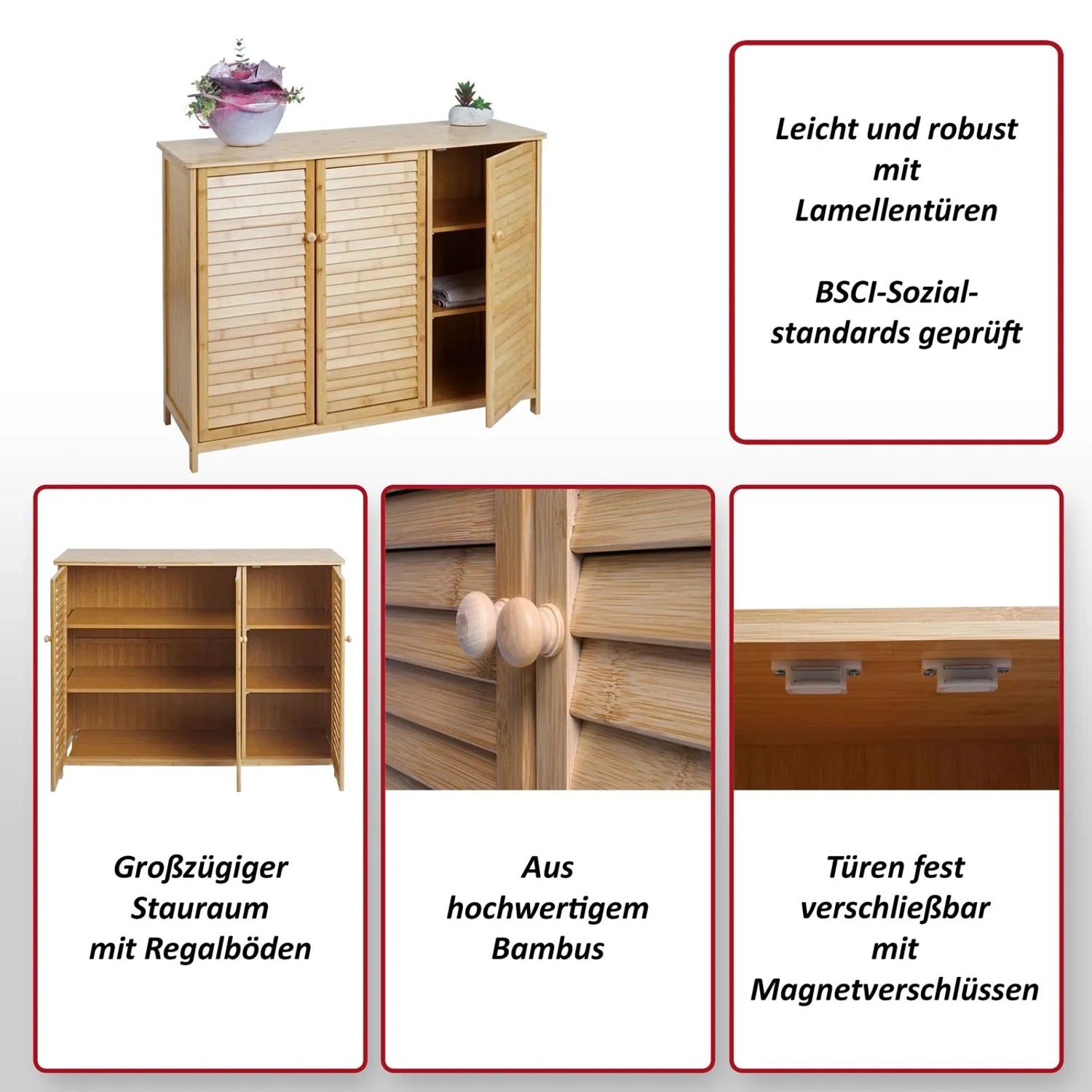 MCW Badezimmerschrank Bambus B18 3 Tren 81 x 97 x 34 cm kaufen bei OBI