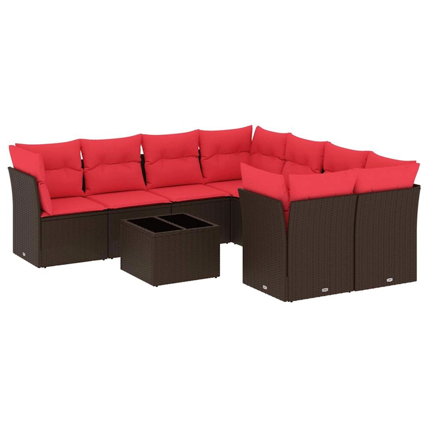 vidaXL 9-Tlg Garten-Sofagarnitur mit Kissen Braun Poly Rattan 3217324 günstig online kaufen