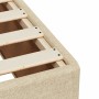 Detailansicht Boxspringbett creme, 120x190 cm, Stoffbezug und Lattenrost.