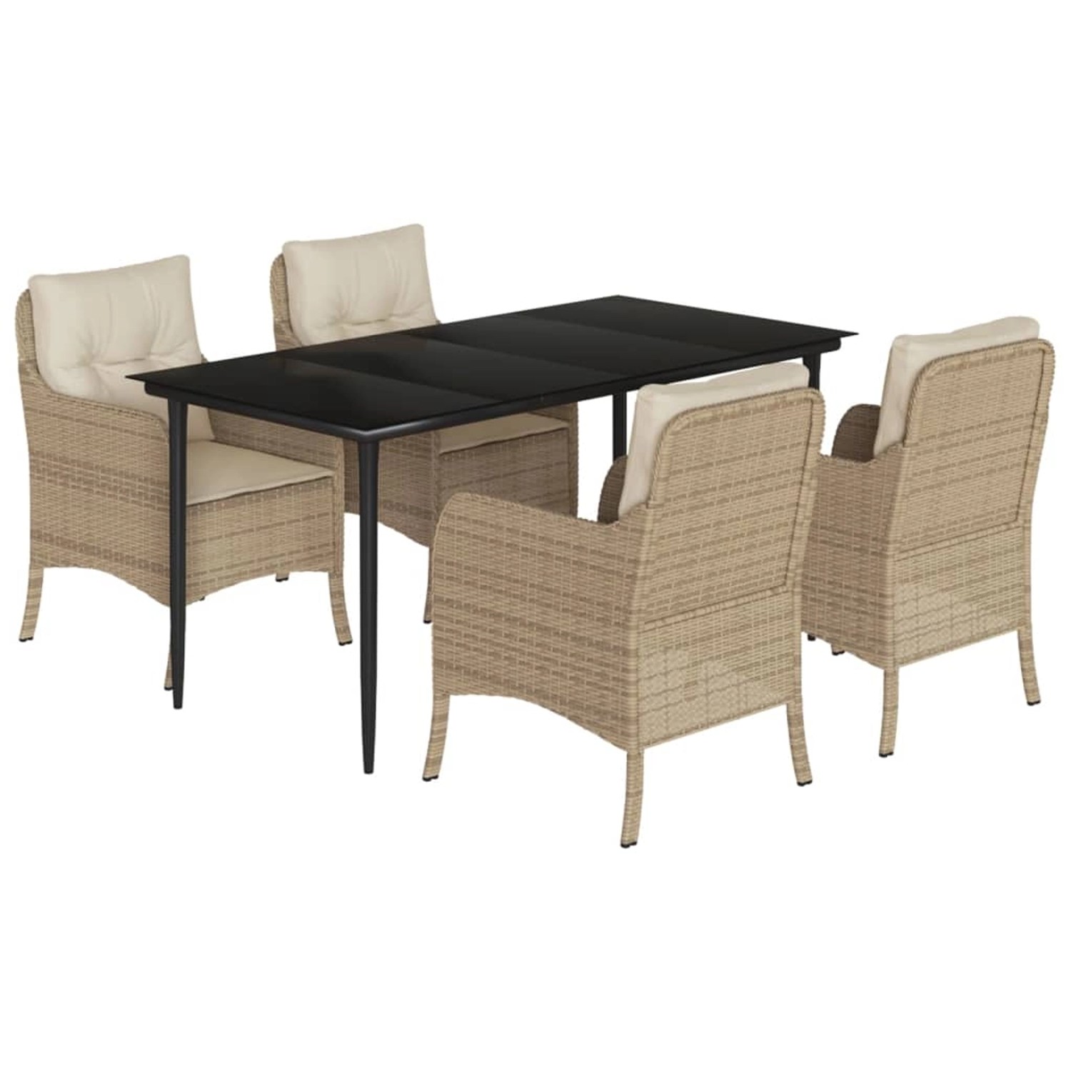 vidaXL 5-Tlg Garten-Essgruppe mit Kissen Beige Poly Rattan 3211965 günstig online kaufen