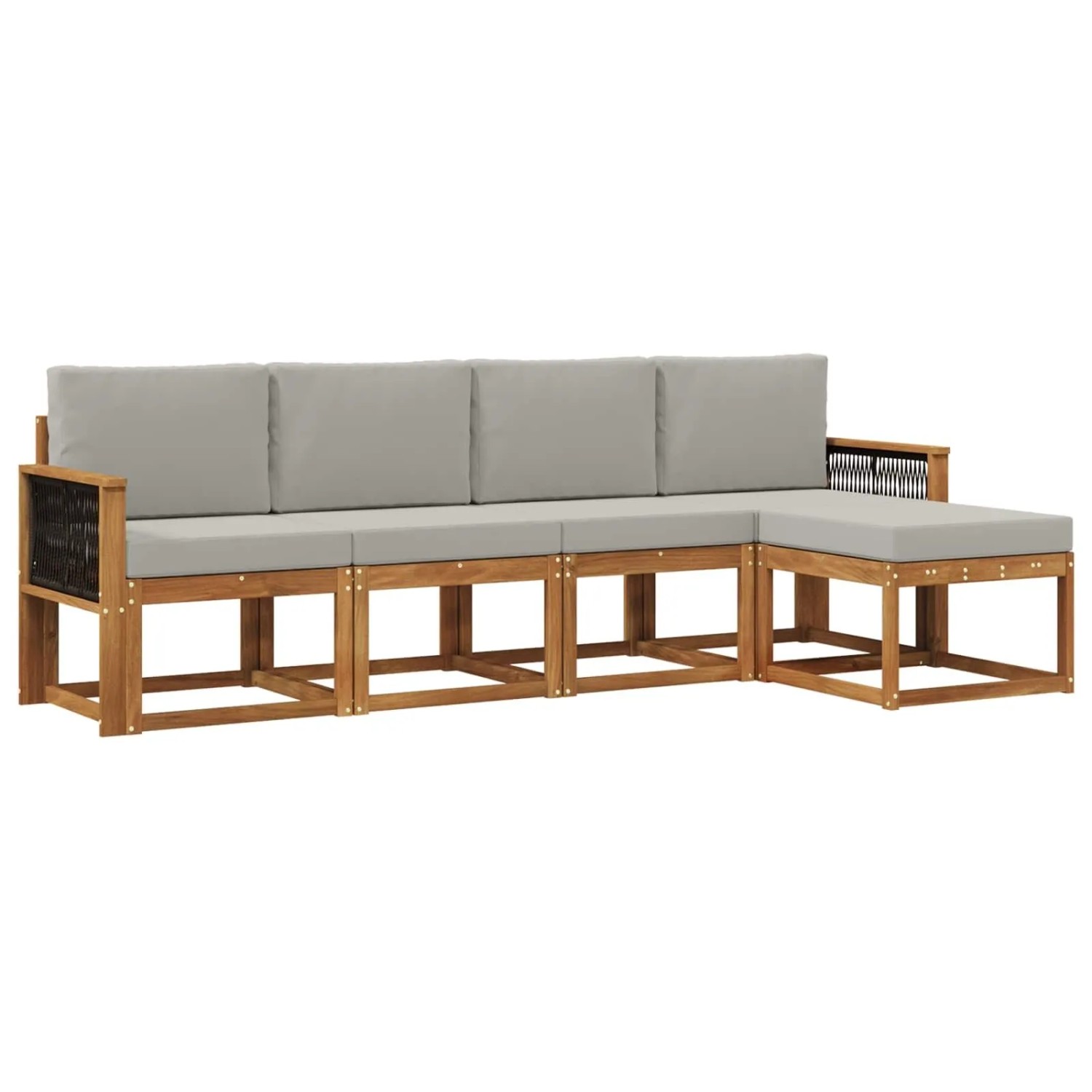 vidaXL Outdoor-Sofagarnitur 5 Stk Natur und Hellgrau Polyester 3385132