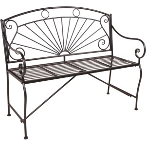 Schwarze Garden Pleasure Gartenbank Pago aus Stahl mit Verzierungen.