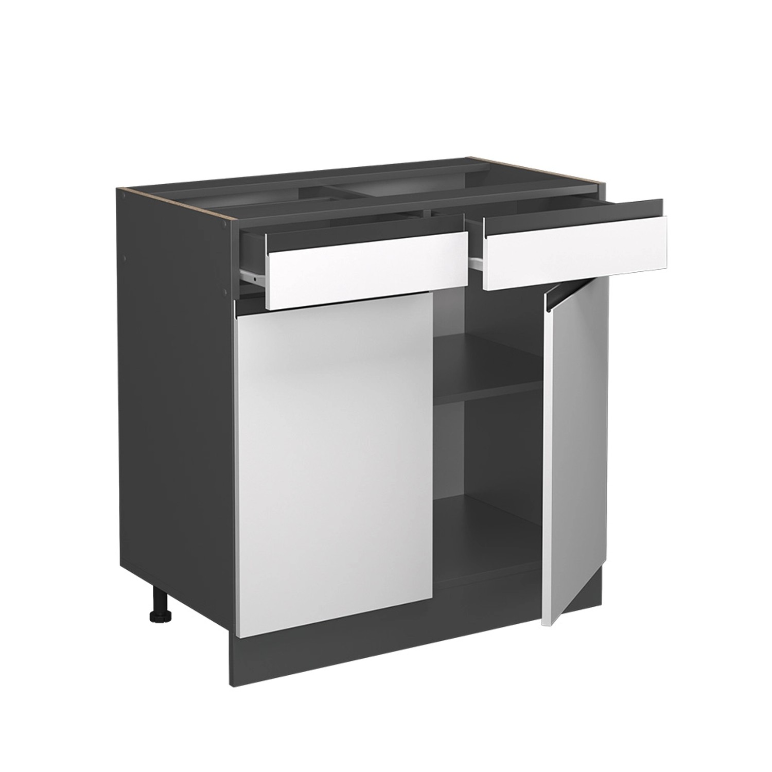 Vicco Küchenunterschrank R-Line, 80 cm, weiß/anthrazit, mit Schubladen und Stauraum.