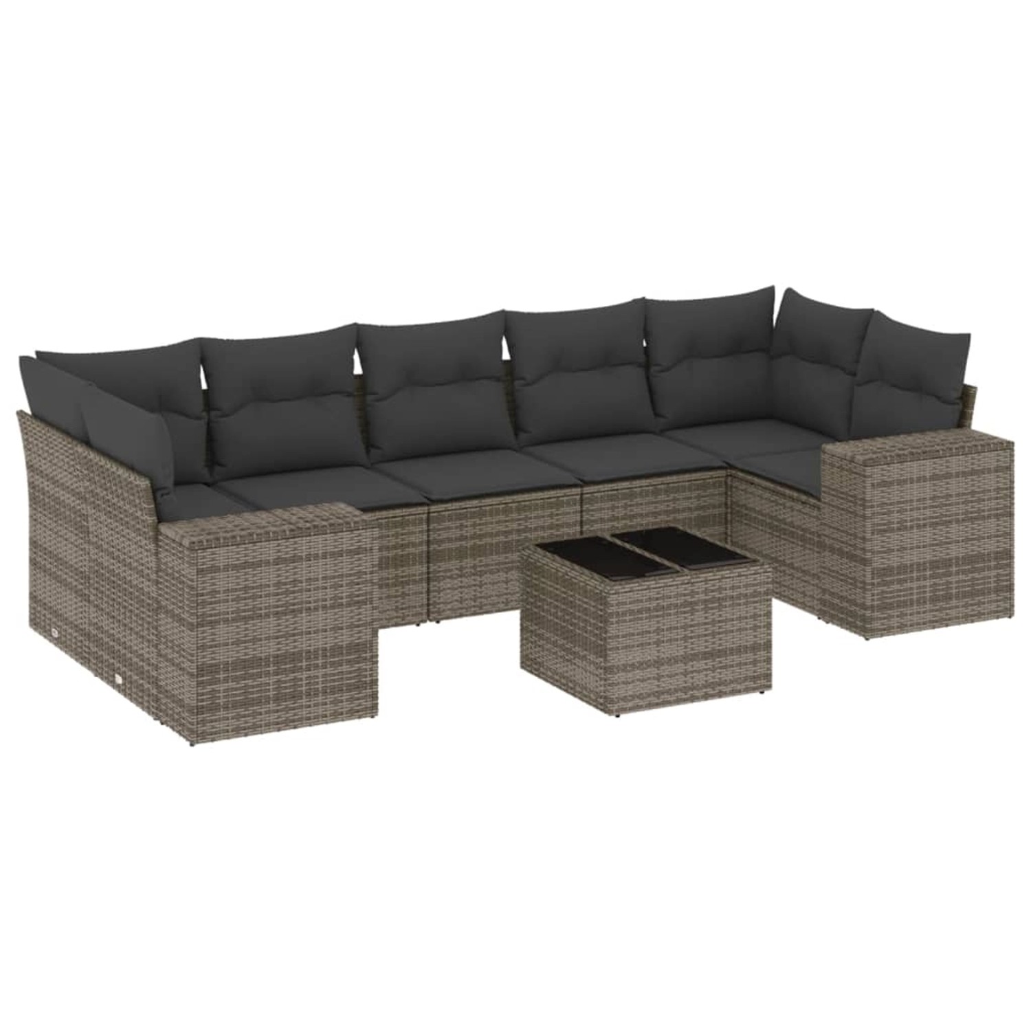 vidaXL 8-Tlg Garten-Sofagarnitur mit Kissen Grau Poly Rattan 3254677 günstig online kaufen